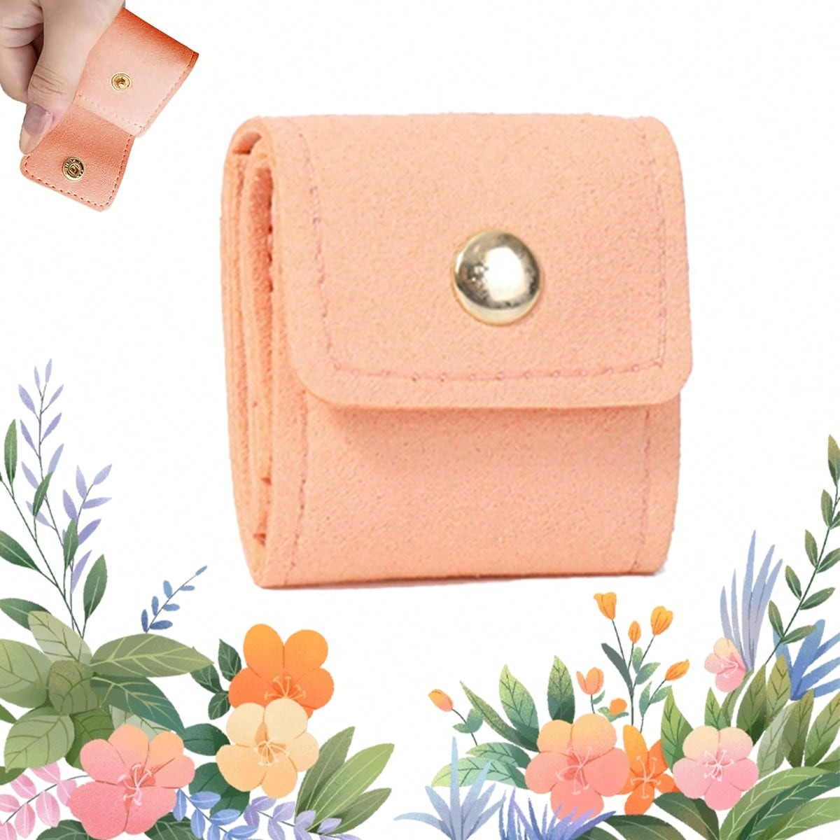 2Pcs Pink Mini Travel Jewelry Organizer Bags Portable Jewelry Roll Up Bag Case