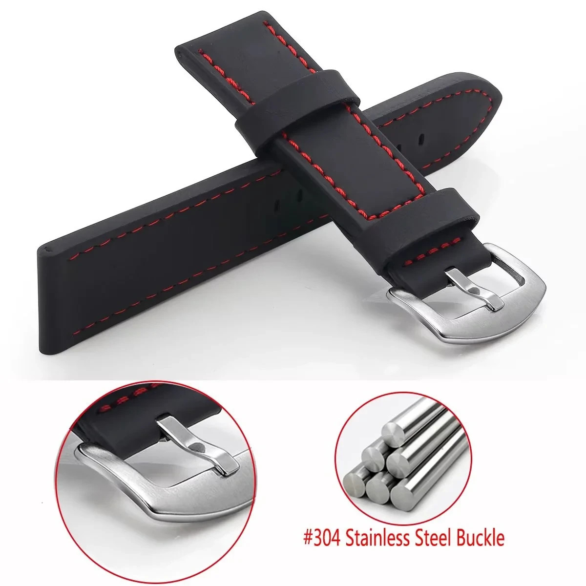 Classic Leather Watch Strap Sport Band Quick Release Steel Buckle 18mm 20mm 22mm
