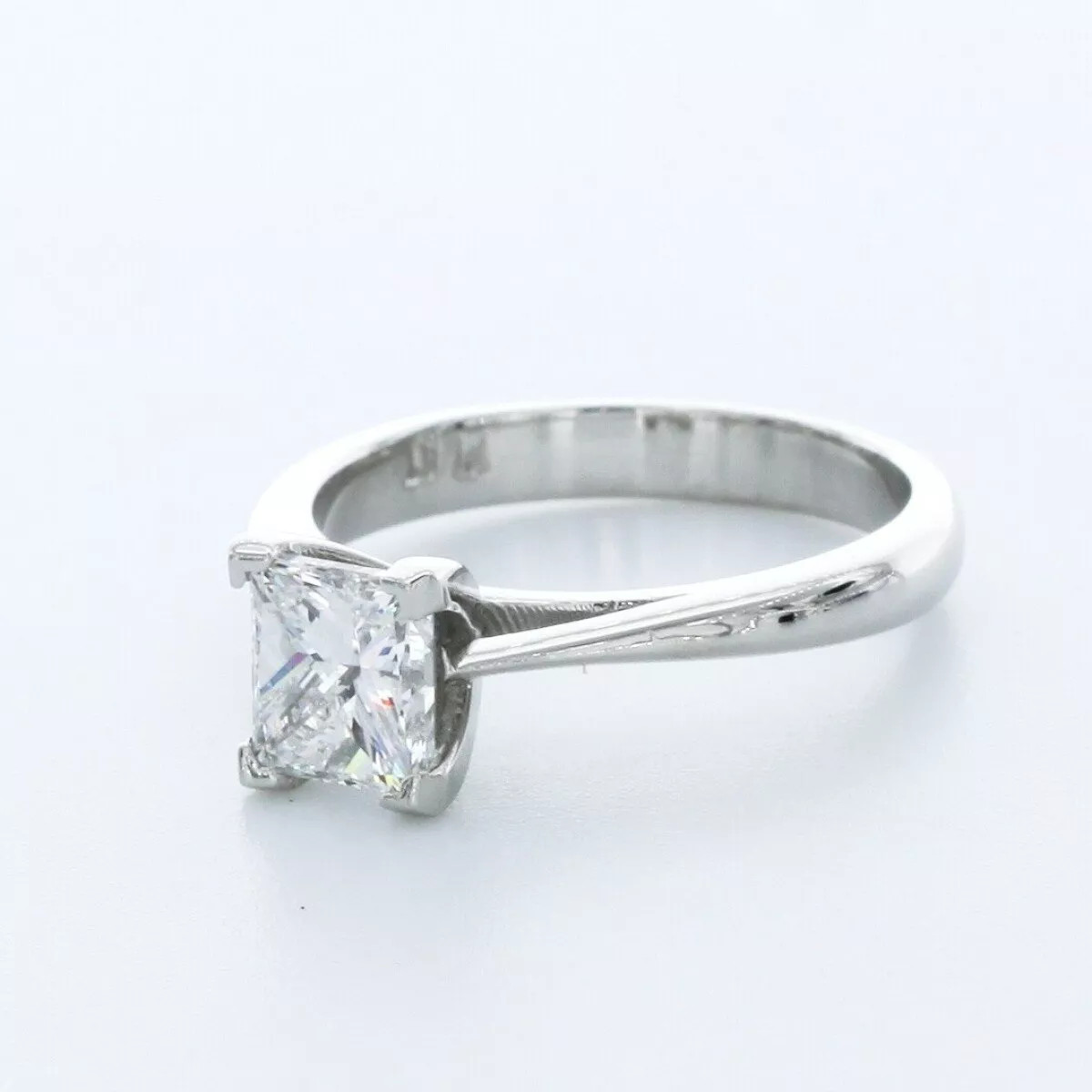 Solitaire Engagement Ring Platinum Princess 1.13 Carat Lab-Grown Diamond D VS2