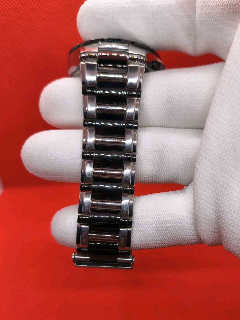 Bulova Marine Star Chronograph Wrist Watch C975505 Stainless Steel Black 2 tone