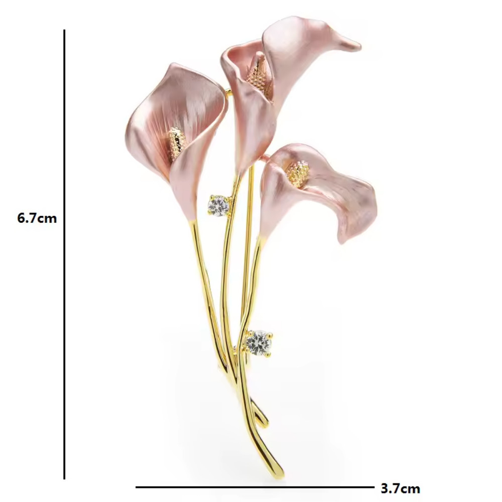 Sparkly Rhinestone White Lily Flower Brooch Pin – Gold Spring Summer JewelryGift
