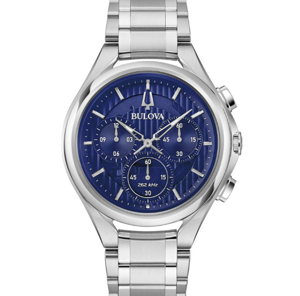 Unused ​BULOVA Curv 96A302 Blue Stainless Steel Men’s Watch in Box​