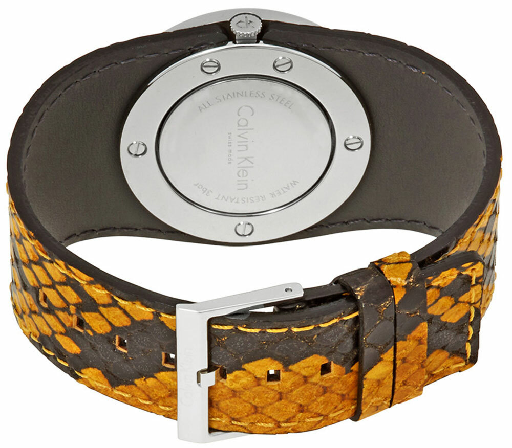 Calvin Klein Spellbound Yellow and Black Leather Quartz Womens Watch K2E23626