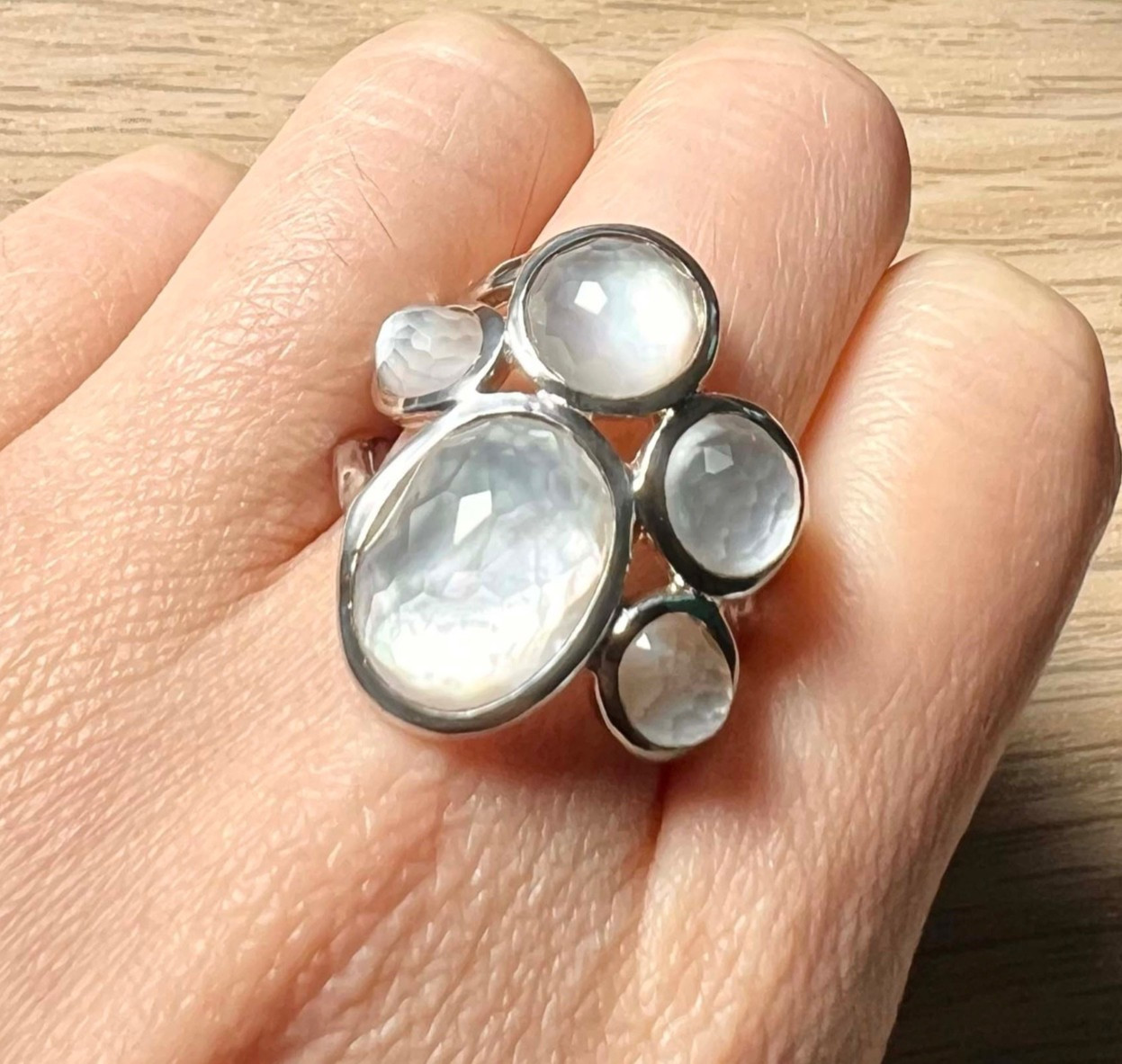$695 Ippolita Sterling Silver MOP Cluster Rock Candy Lollipop Statement Ring 6.5