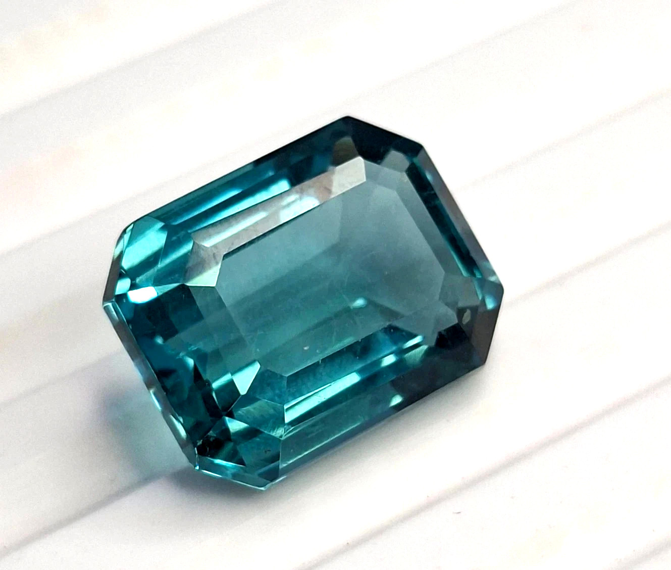 Rare Natural Bluish Green Tourmaline 11-13 Ct Emerald Cut Certified Loose Gems