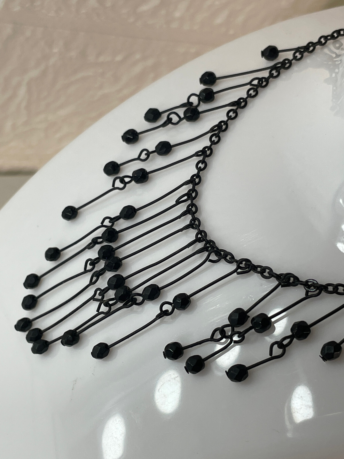 Vida Jewels Black Bar Bead Charm Statement Necklace 18 inches