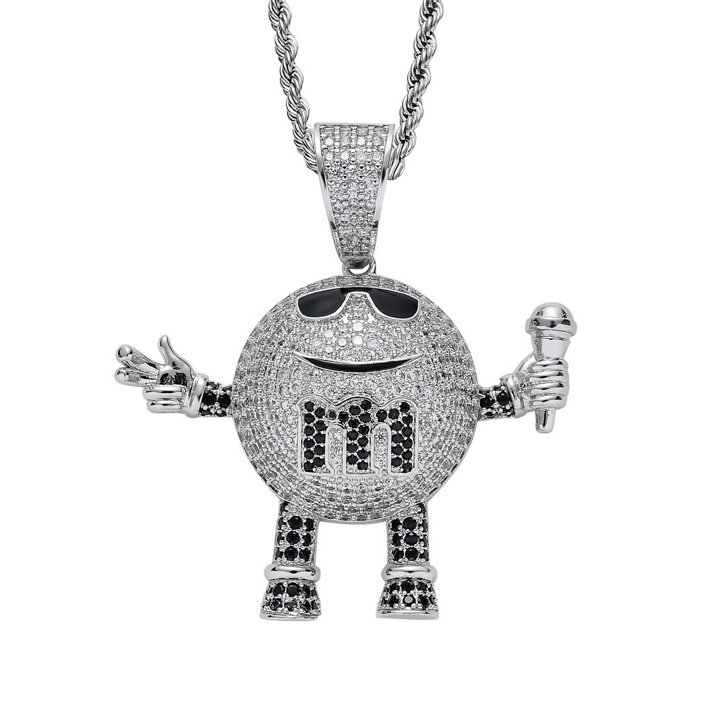 Hip Hop Jewelry Cartoon Cool Men Bling Pendant Necklace CZ Nightclub Accessories