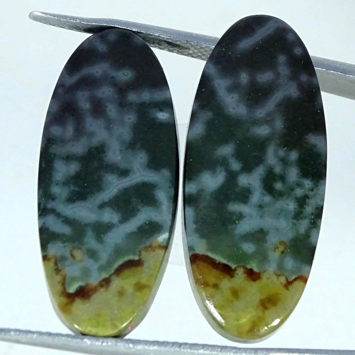 25.60Cts. 100% Natural Polygram Jasper Pair Oval Cabochon Gemstone 11X27X5MM