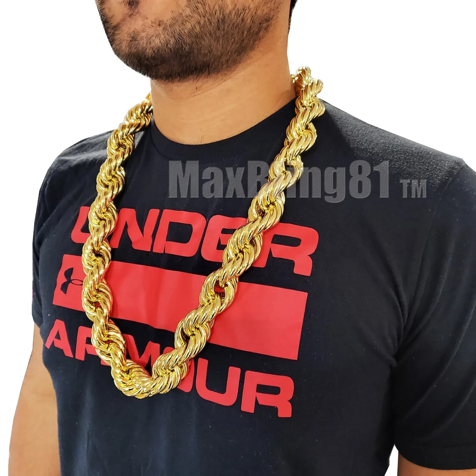 Stainless Steel Hollow Rope Chain Big Chunky Necklace Hip Hop Fashion 30mm 30″