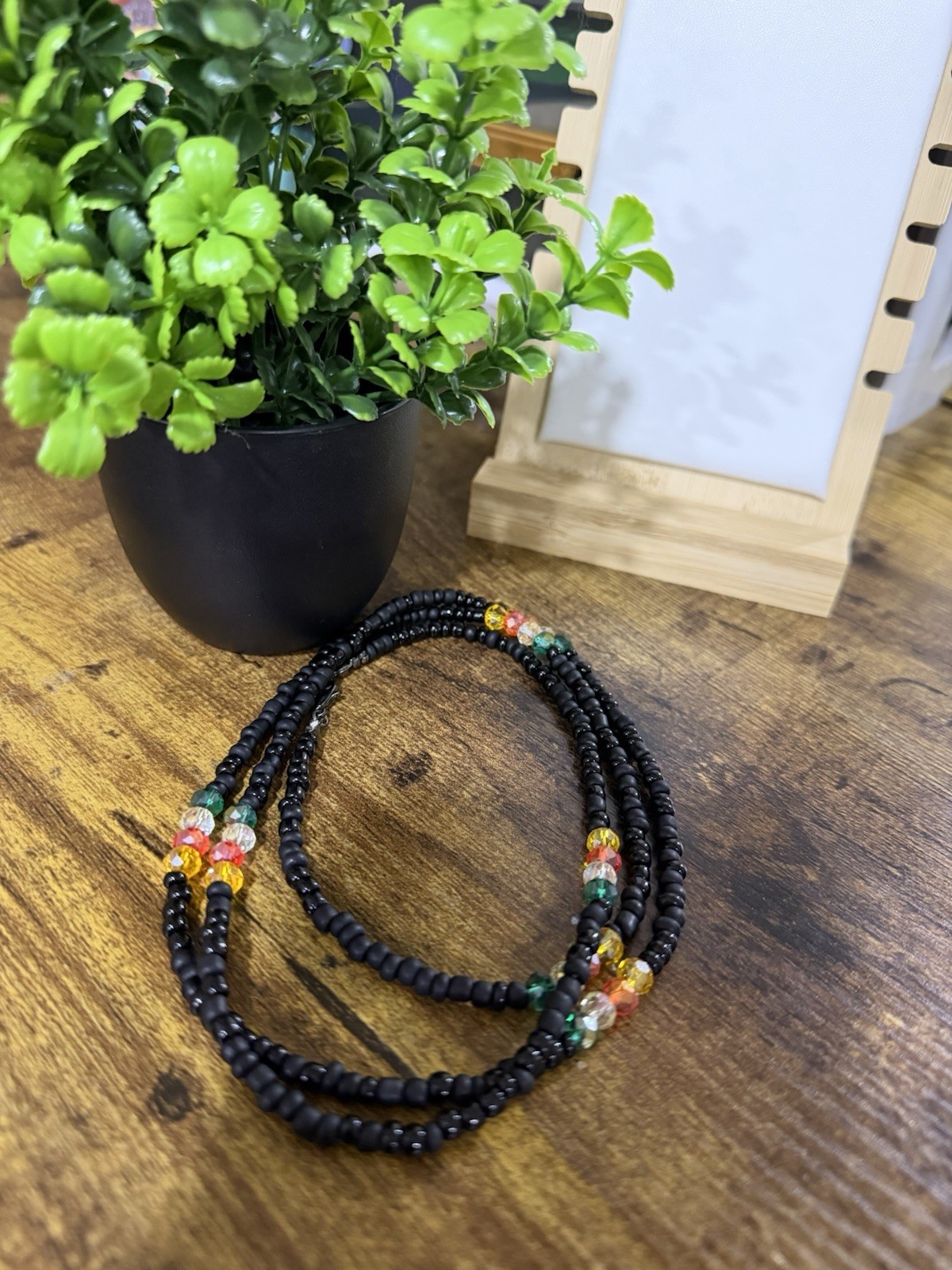 Black Multicolor Beaded Bohemian Round WaistBeads(handmade)