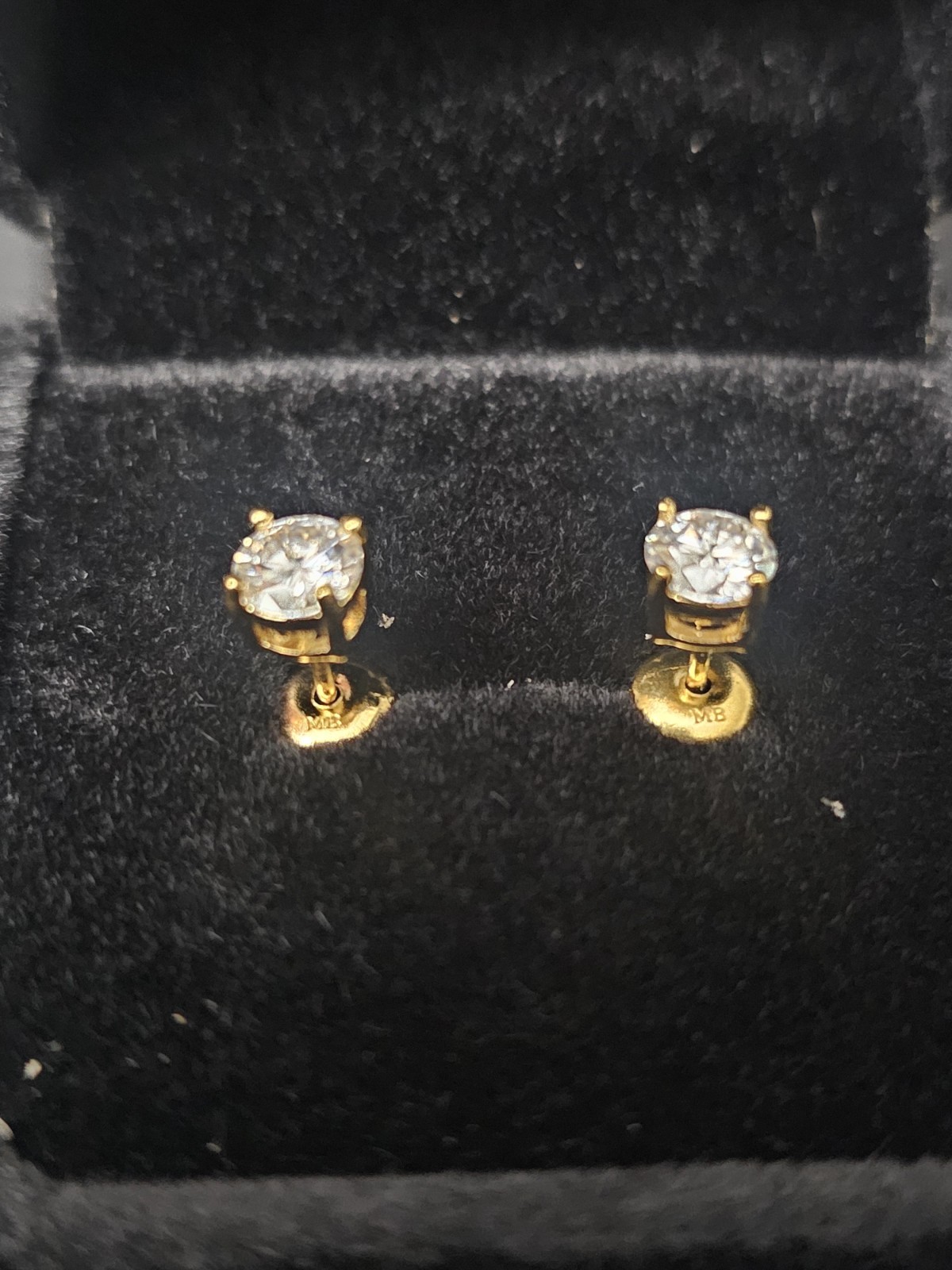 5mm 14K gold plated-1carat MOISSANITE Stud Earrings-passes diamond tester