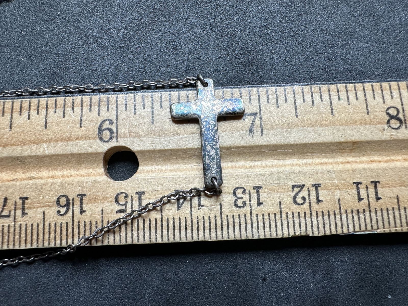 2.85g Vintage Sterling Silver 925 Sideways Cross Pendant Chain Necklace 18 in M