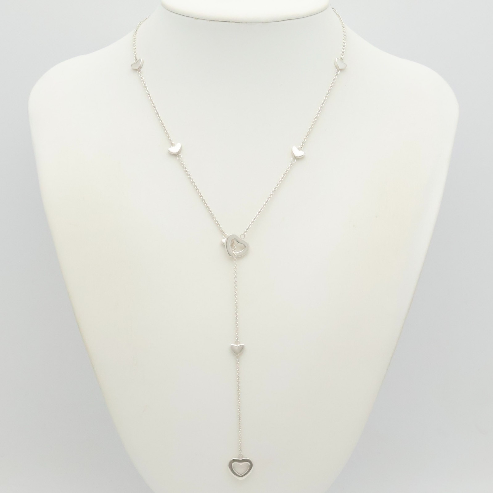 Authentic Tiffany & Co. Heart Link Lariat Pendant Necklace 19.6″ Silver w/Pouch