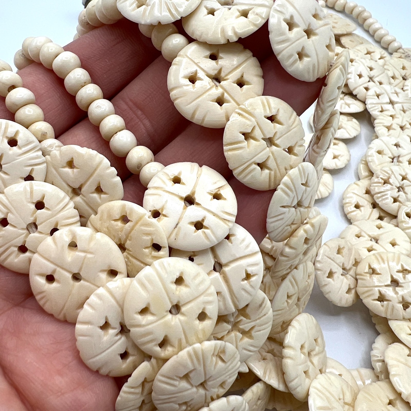 Anka Vtg Necklace, Bracelet and Earrings Set Multi Strand Disc Statement-3 pcs.