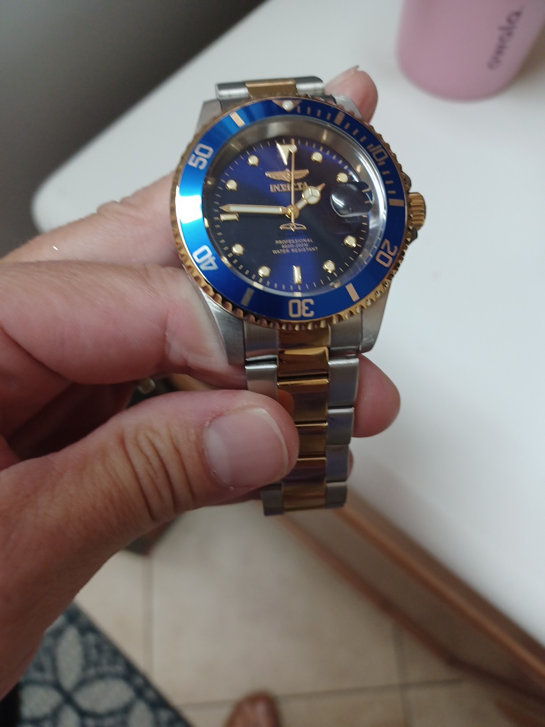Invicta Pro Diver 26972 Blue Dial Two Tone Stainless Steel Wrist Watch for Men