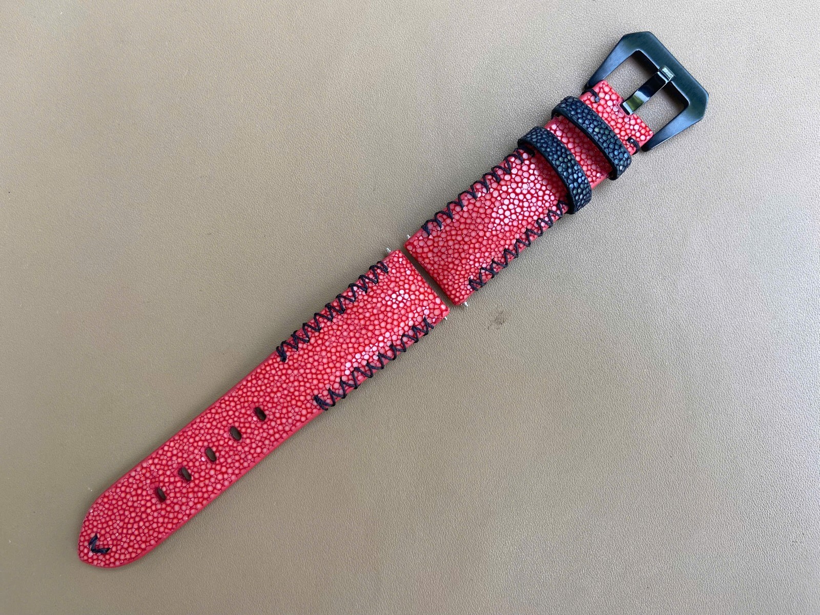 Red Stingray Leather Watch Strap Band, Size 18mm 19mm 20mm 21mm 22mm 24mm 26mm