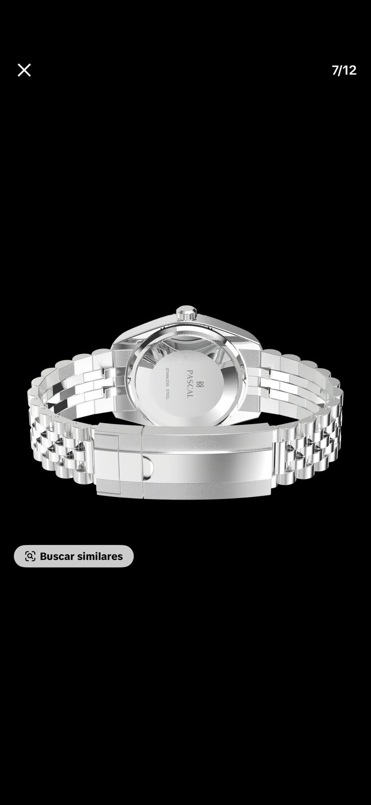 PASCAL Quartz 40mm Red Sunburst Dial Date 100m SS Bracelet Watch