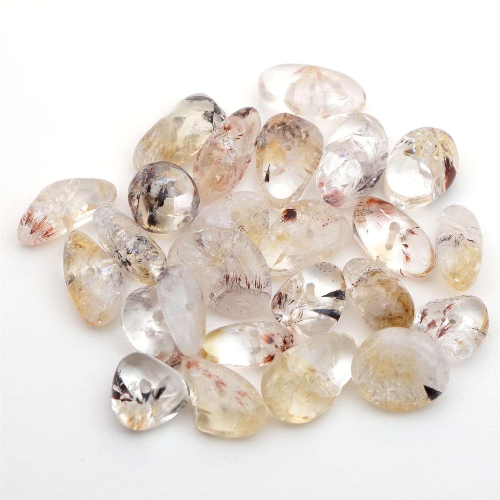 25 small side drilled pale yellow citrine nugget beads stone ranges 10mm 15mm