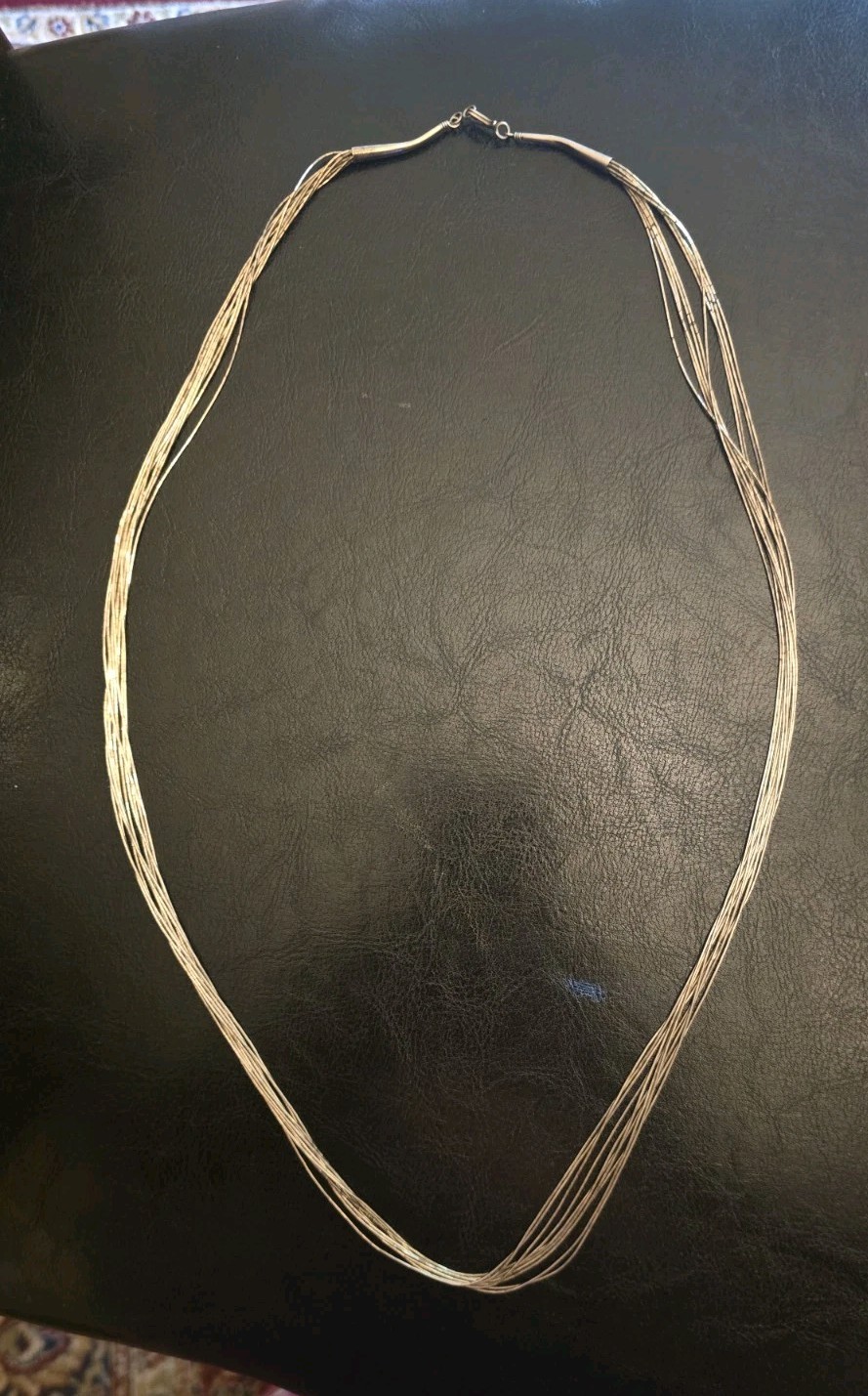Vtg 925 Sterling Silver 10 Multi-Strand Liquid Chain Necklace 30 Inches 16.5 g