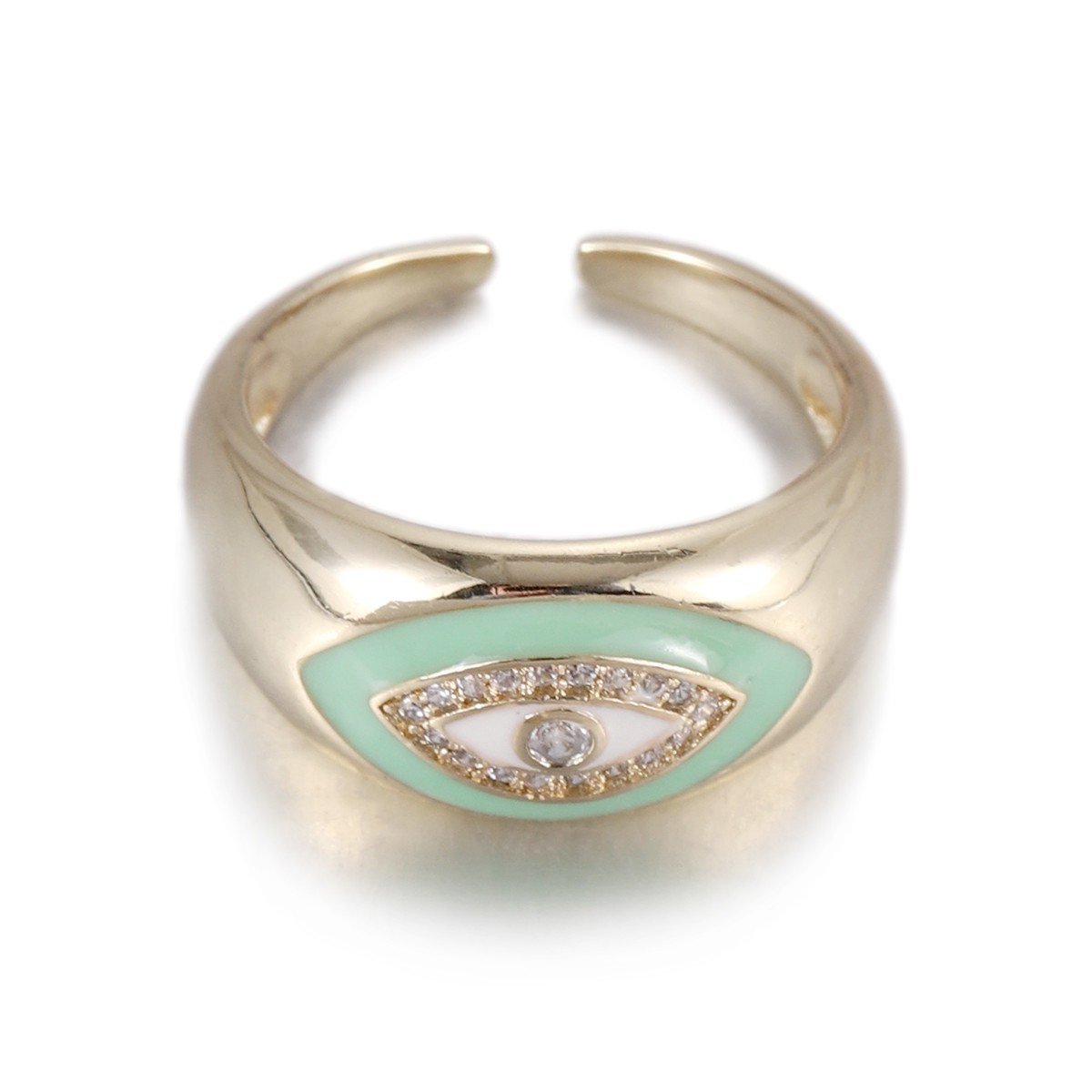 1Pcs Zircon Vintage Evil Eye Finger Ring For Women Men Gift Gold Color Turkish