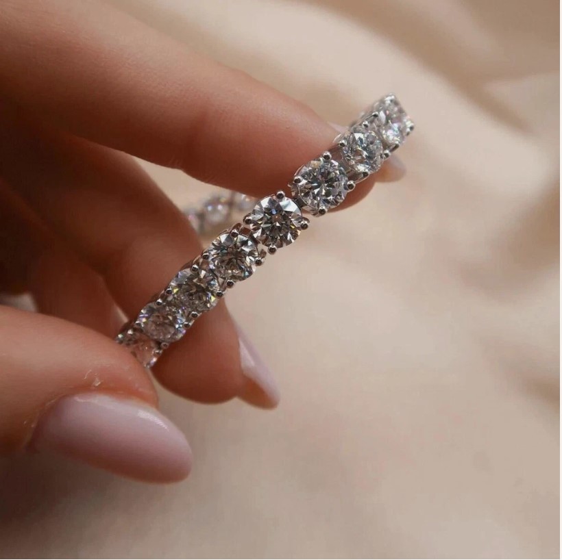 Round Lab Grown Diamond 9.50 Ct Certified Tennis Bracelet 14k White Gold Plated