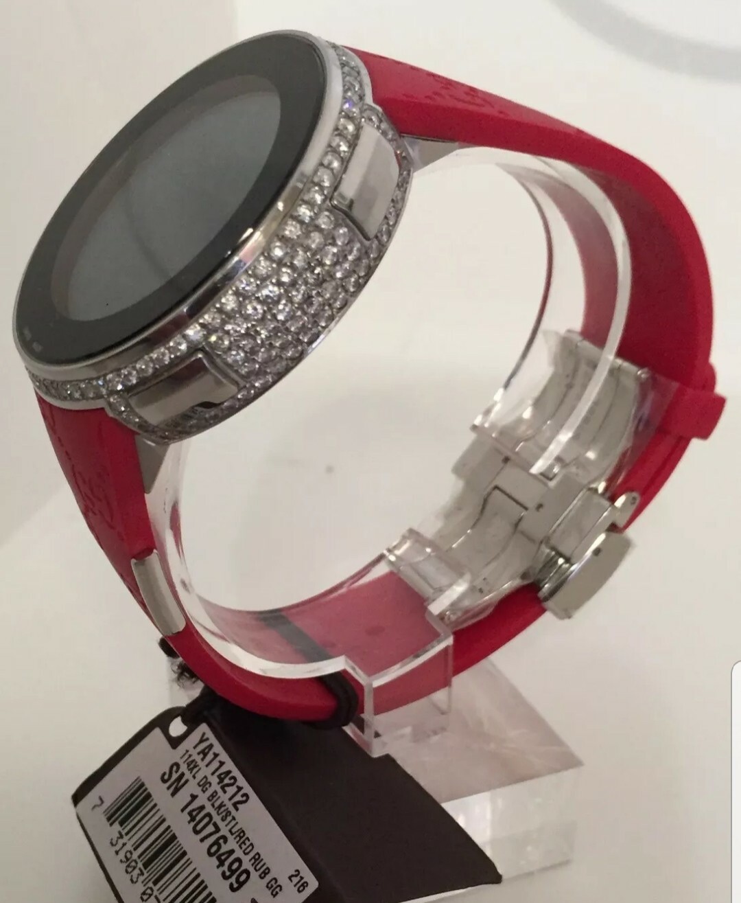 New Men’s Gucci YA114212 Red 3.30ct.aprx.real Diamond Multiple Time Zone watch