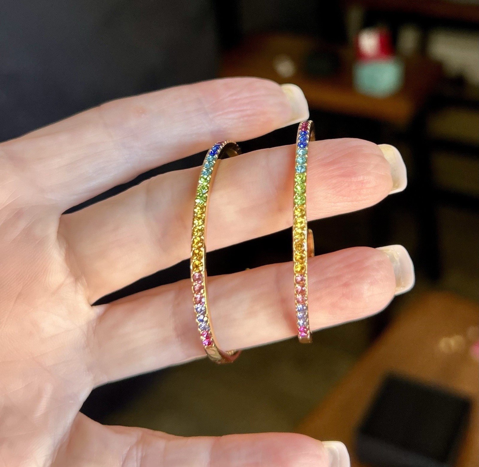 Kurt Geiger London Pavé Rainbow Hoop Earrings Gold Tone Multicolor Crystal