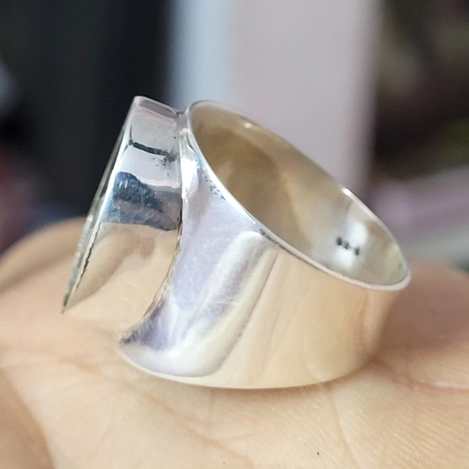 Handmade 925 Sterling Silver Blank Collet Ring 12x16mm Oval Cabochon Setting