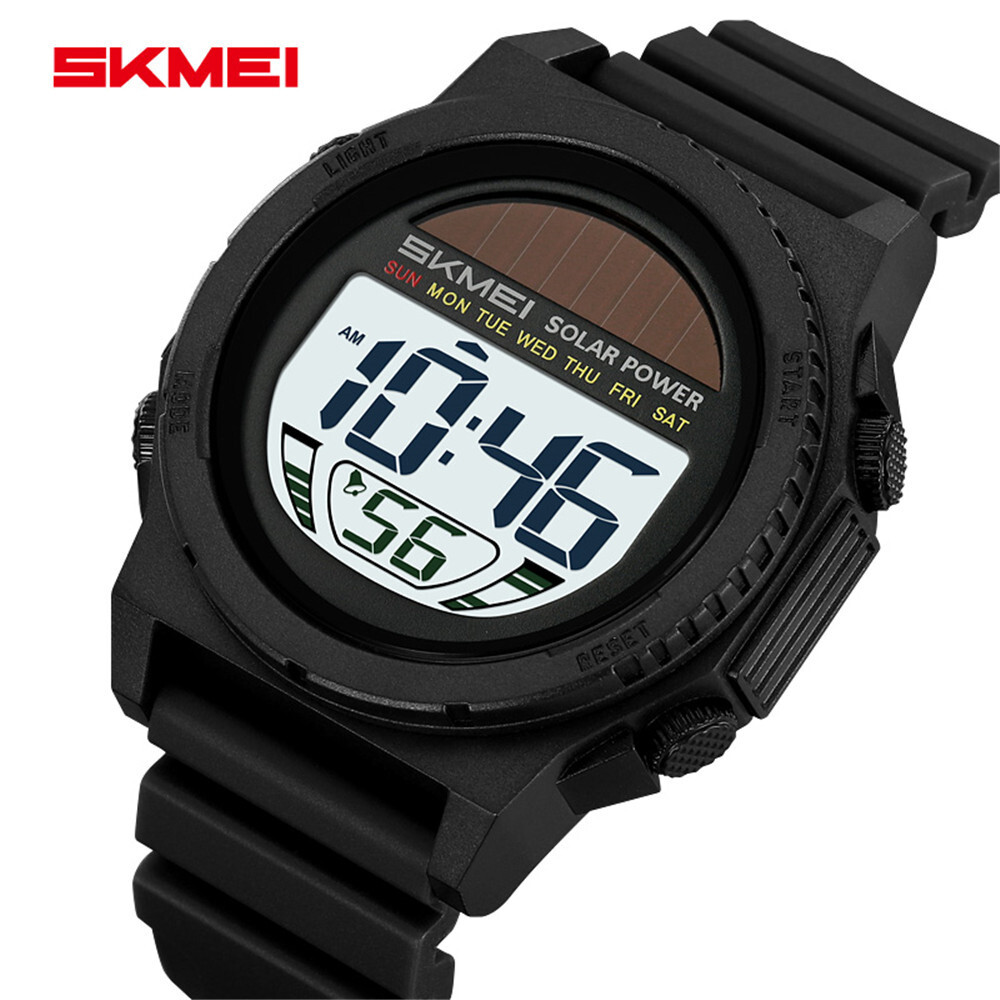 SKMEI Men Sport Watch Solar Power Wristwatch LED Boys Countdown Digital Watches