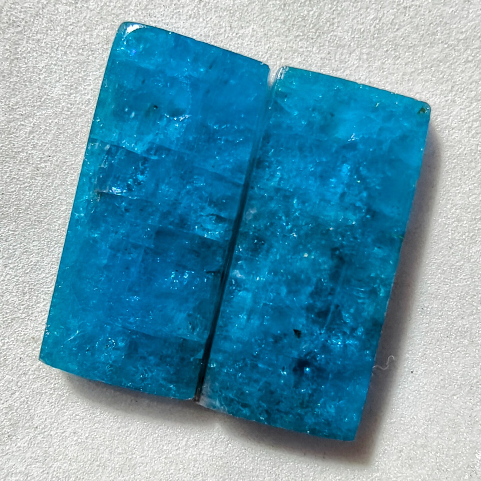 25 Cts Natural Blue Apatite Drilled Match Pair Cabochon Gemstone For Earrings 45