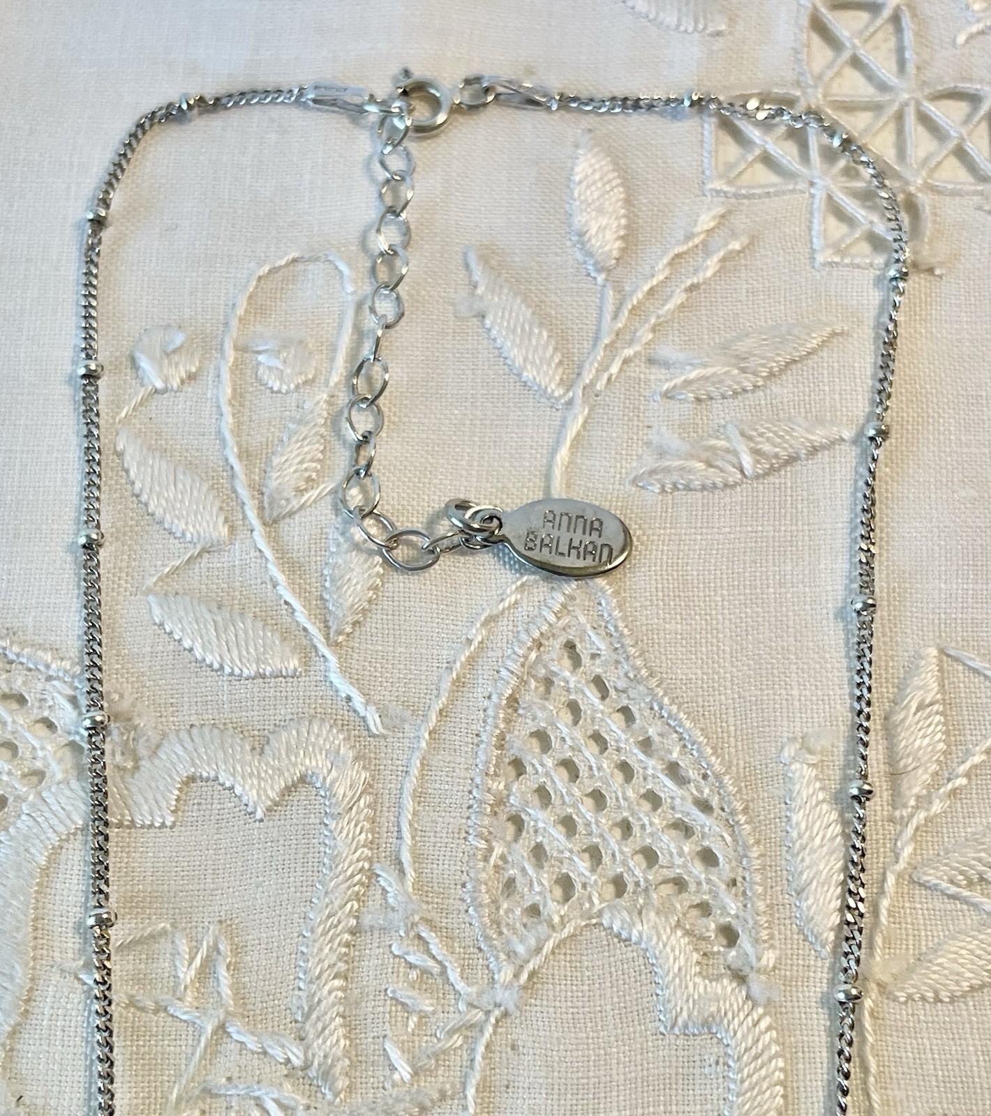 Anna Balkan 925 Sterling Silver Semi Precious Stones 16” To 18″ Long Necklace