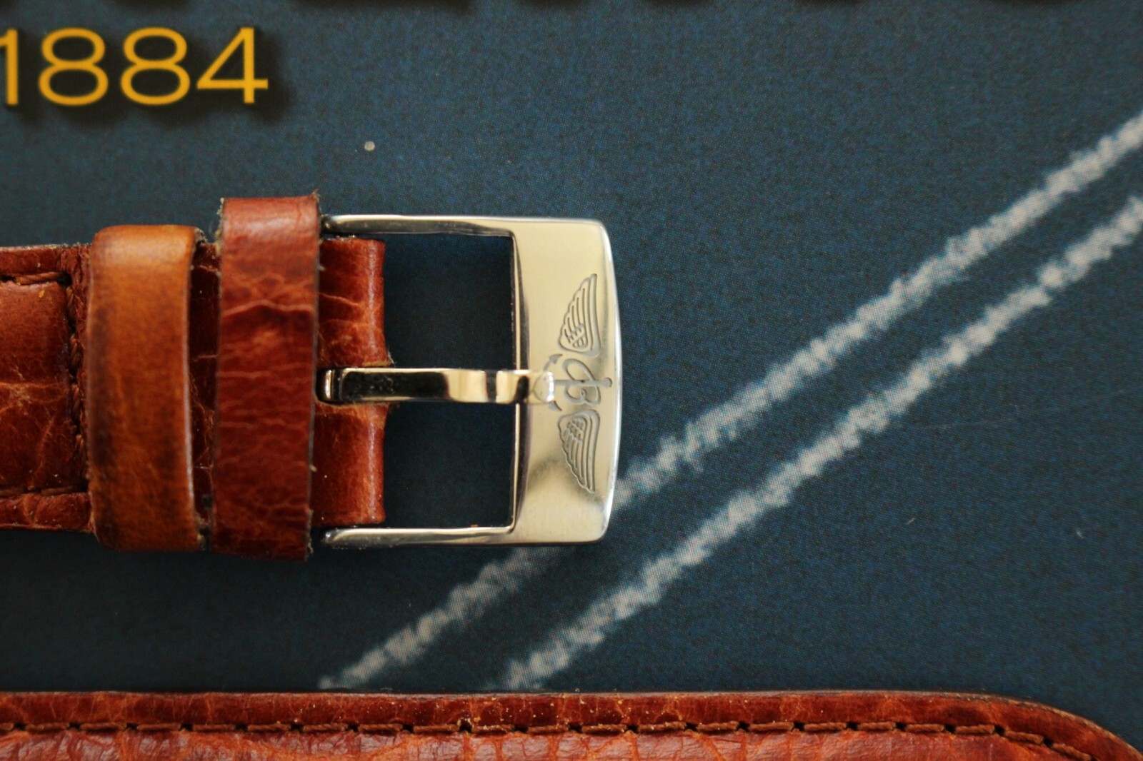 SHARP 18-16 TONGUE BUCKLE TAN DBLE BUMP WATCH BAND WATCHBAND STRAP FOR BREITLING