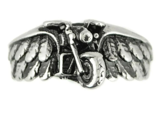 Ladies Angle Wing Motorcycle Biker Ring Stainless Steel 78