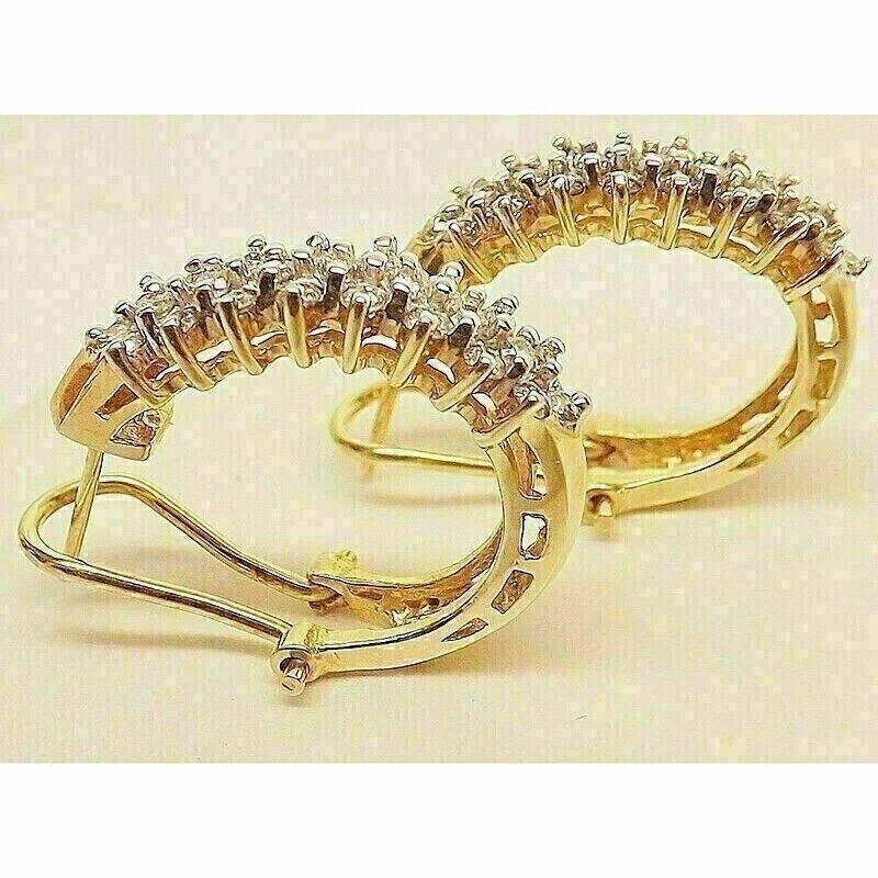 Women’s Huggie Hoop Earrings Round Cut Simulated Diamond 925 Starling Silver
