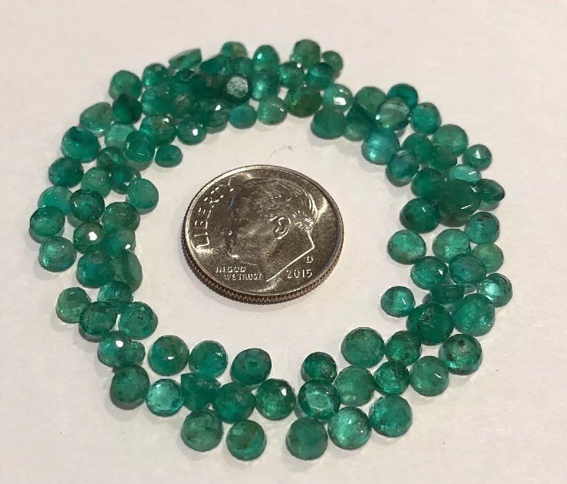 EMERALDS – NATURAL FACETED ROUND – Loose Gems ~3mm-5mm- 1 STONE/$14.99- FASTSHIP