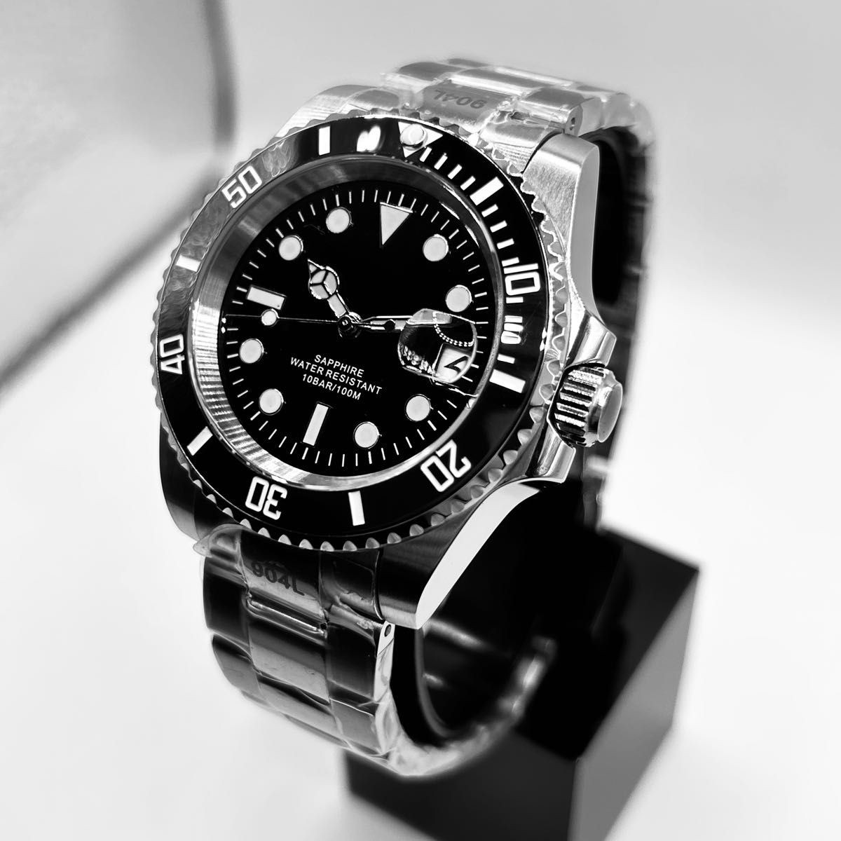 Brand New Belt Adjustment Diver’s MOD Black Dial Black Simple Quartz Silver