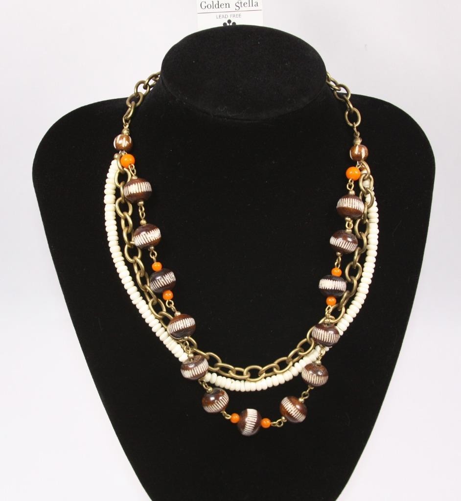 Womens MultiStrand Ivory & Brown Beads Necklace Fashion Costume Jewelry jxuc New