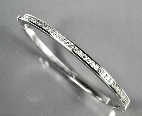 5Ct Round Cut Lab Created Diamond Tennis Bangle Bracelet 14K White Gold Finish