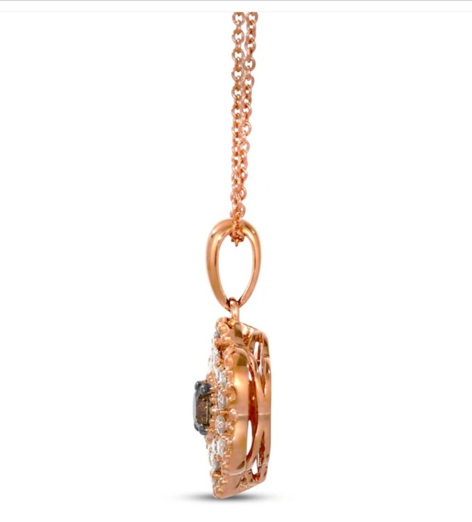 NEW! LE VIAN Diamond 🌸Flower Necklace 3/8 Ct Tw In 14k Strawberry 🍓 Gold