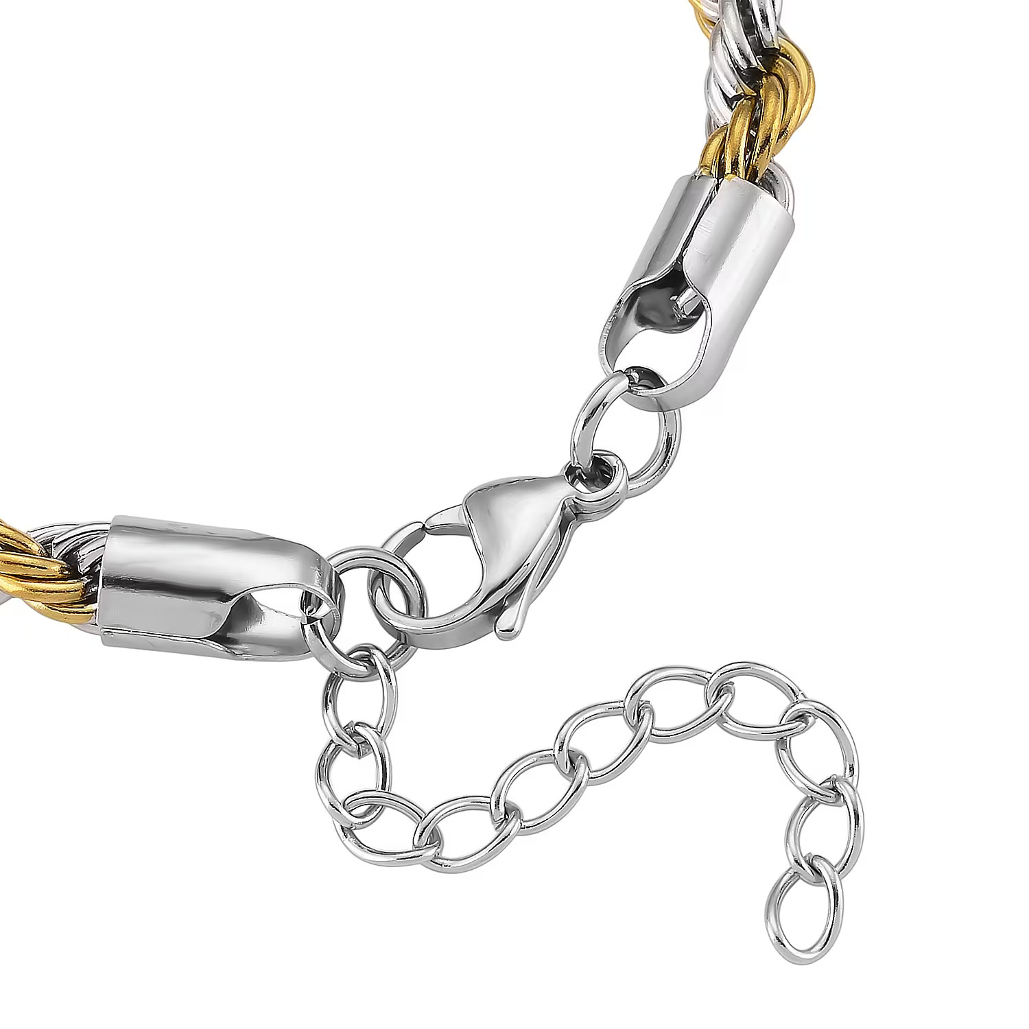 Rope Chain Bracelet in ION Plated YG and Stainless Steel (7-9In)