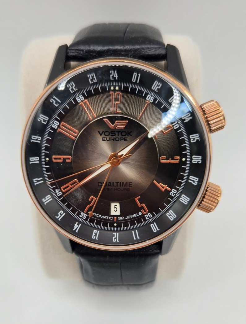 Vostok Europe Men’s GAZ-14 Limo Dual Time Automatic Watch, Black SS –