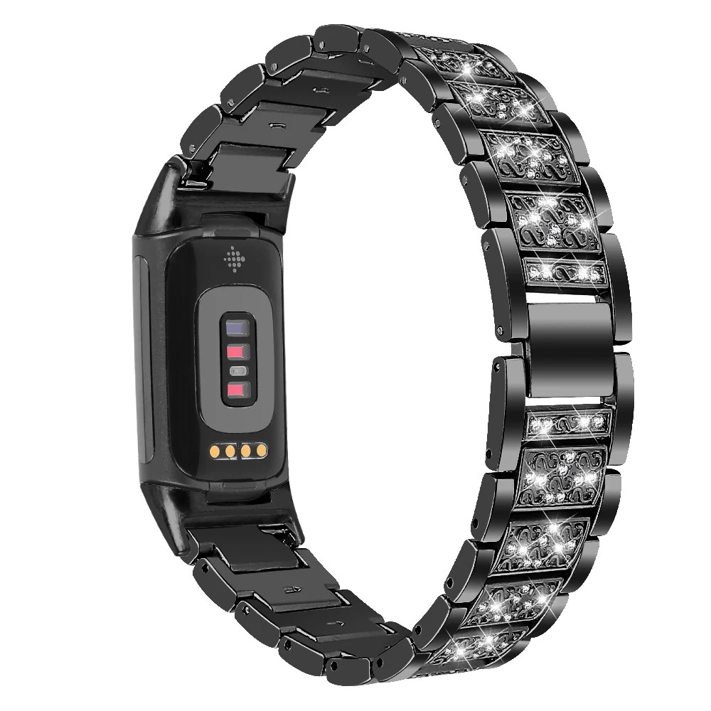 Diamond Stainless Steel Band for Fitbit Charge 6 / Charge 5 Bracelet Metal Strap