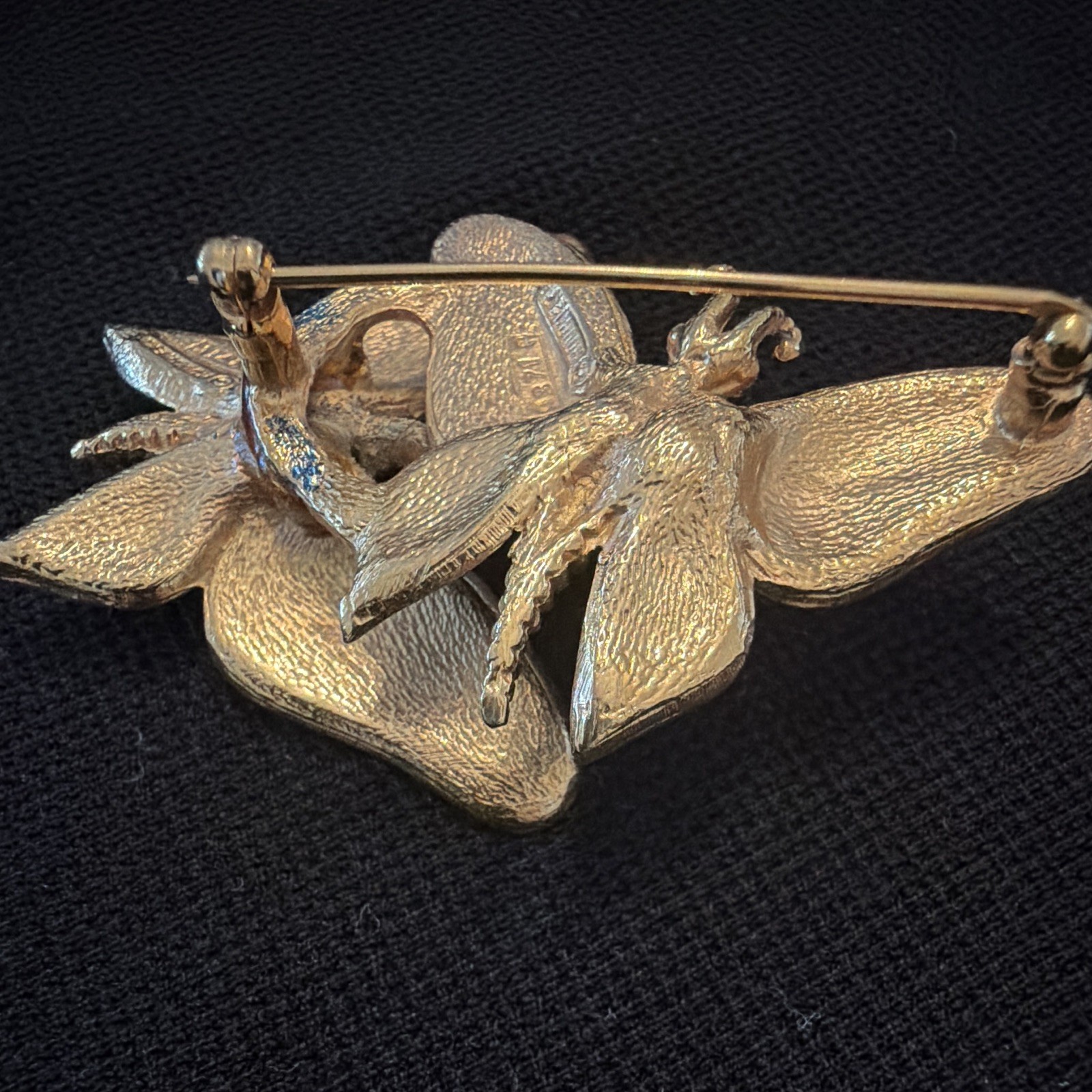 Enamel Butterfly Brooch Pin Blue Green Gold Tone Signed Animals & Insects