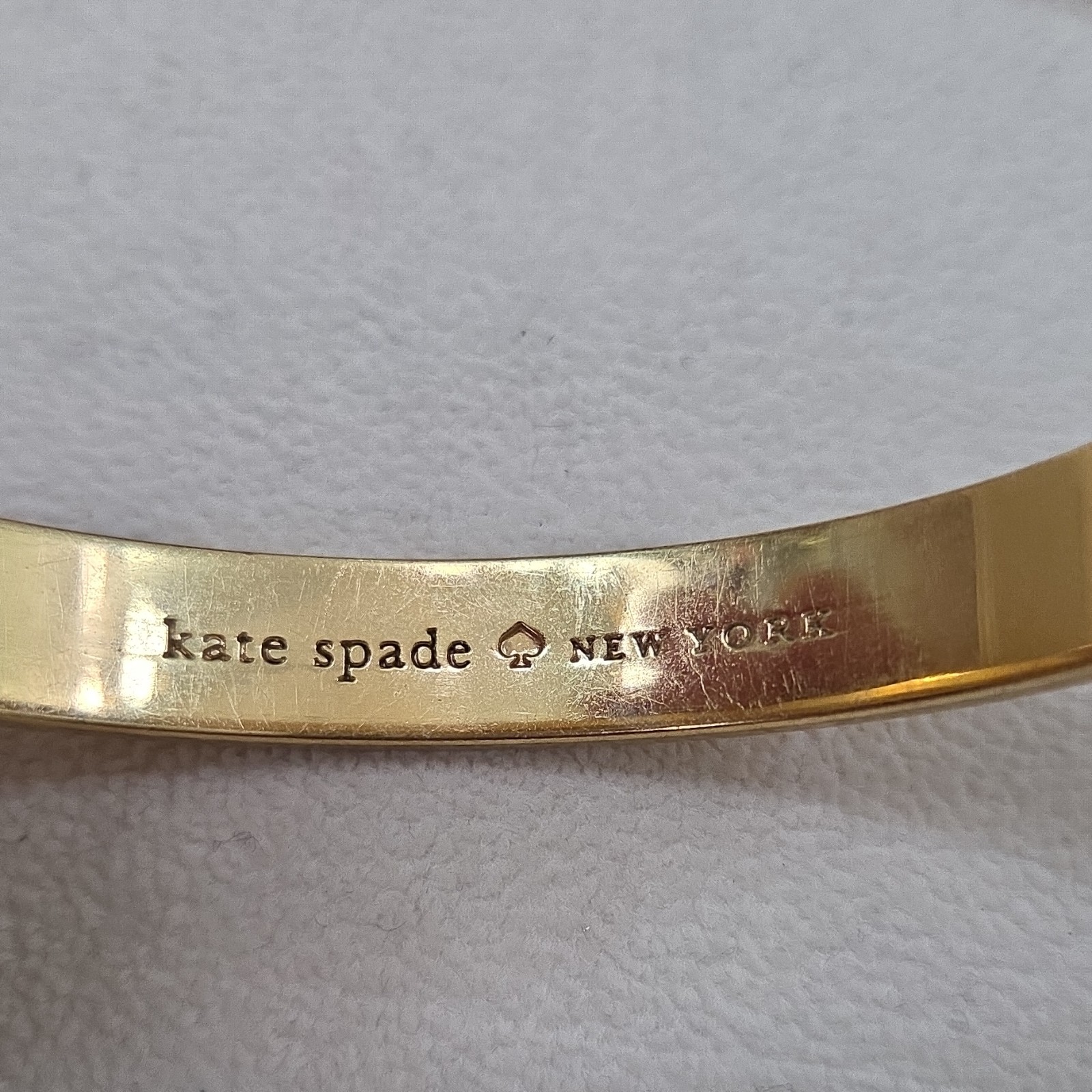 kate spade new york Signed Gold Tone Enamel Logo Stackable Bangle Set Green