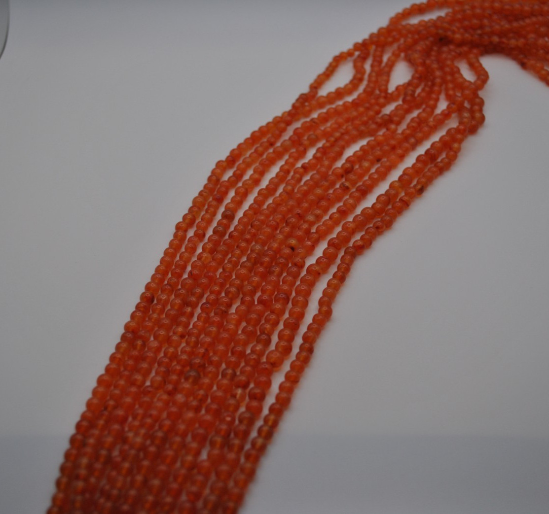 Carnelian Round Gemstone Strand with Smooth Stones (No Clasp)