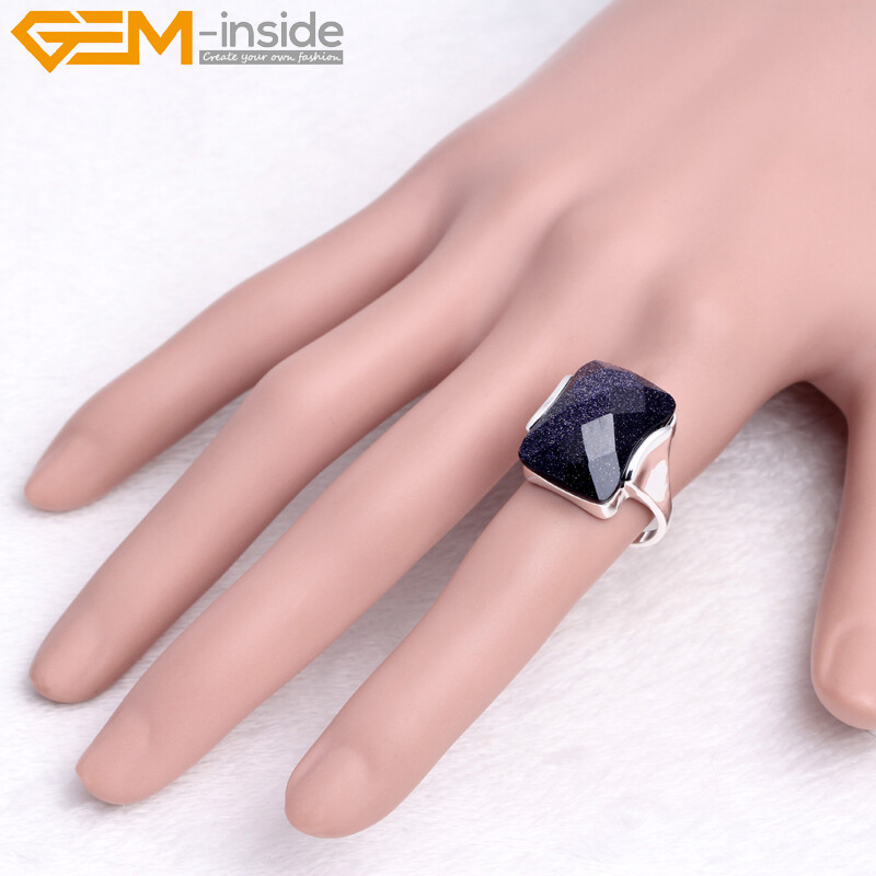 “tibetan Silver Gemstone Rings #7-#9 – Faceted Rectangle Turquoise Cat Eye