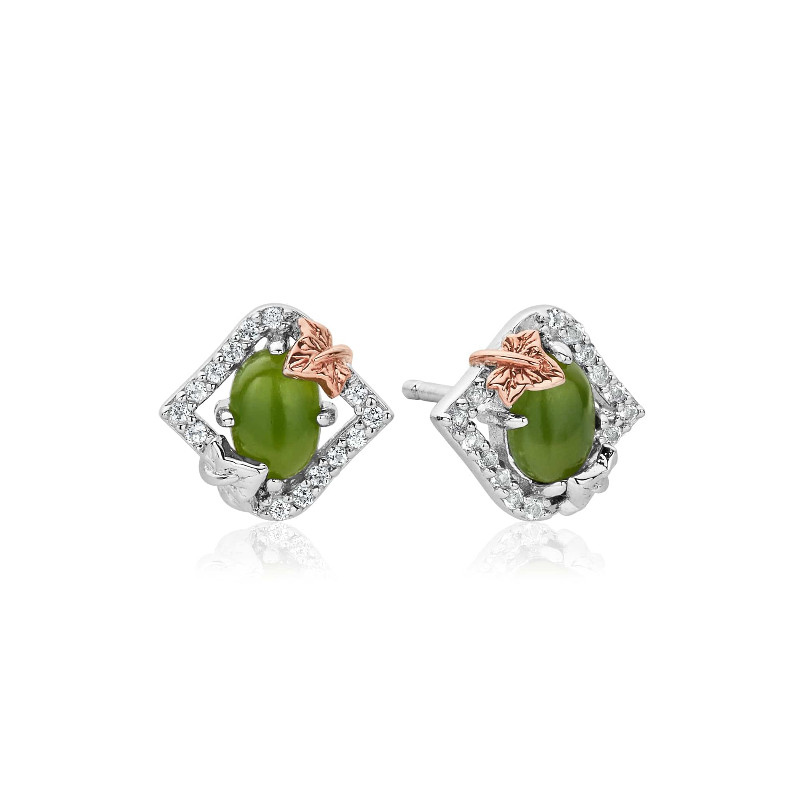 Clogau Silver & 9ct Rose Gold Ivy Leaf Jasper Stud Earrings £60 off Wales New