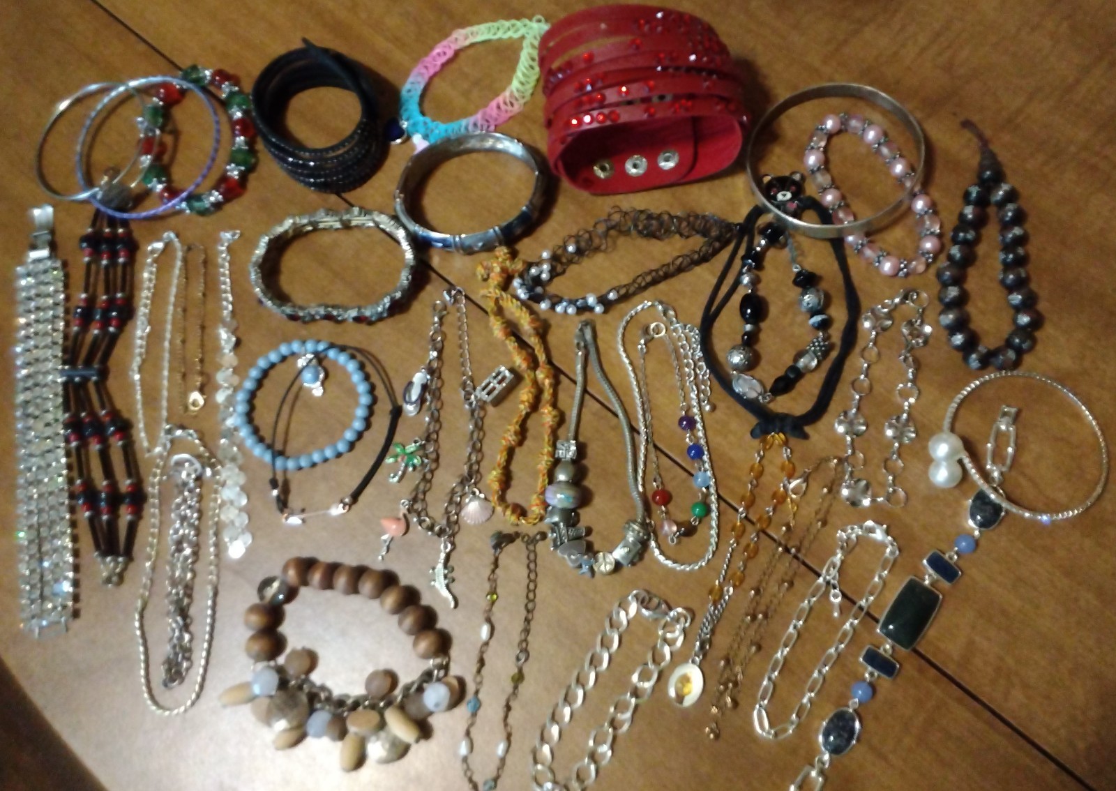 37 Bracelet LOT Diff Size Style Material Color Age Bead Stretch Charm Wear Craft