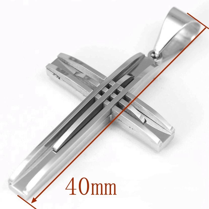 DG Men’s Stainless Steel High Polish,CROSS 40mm Small Pendant Unisex Box