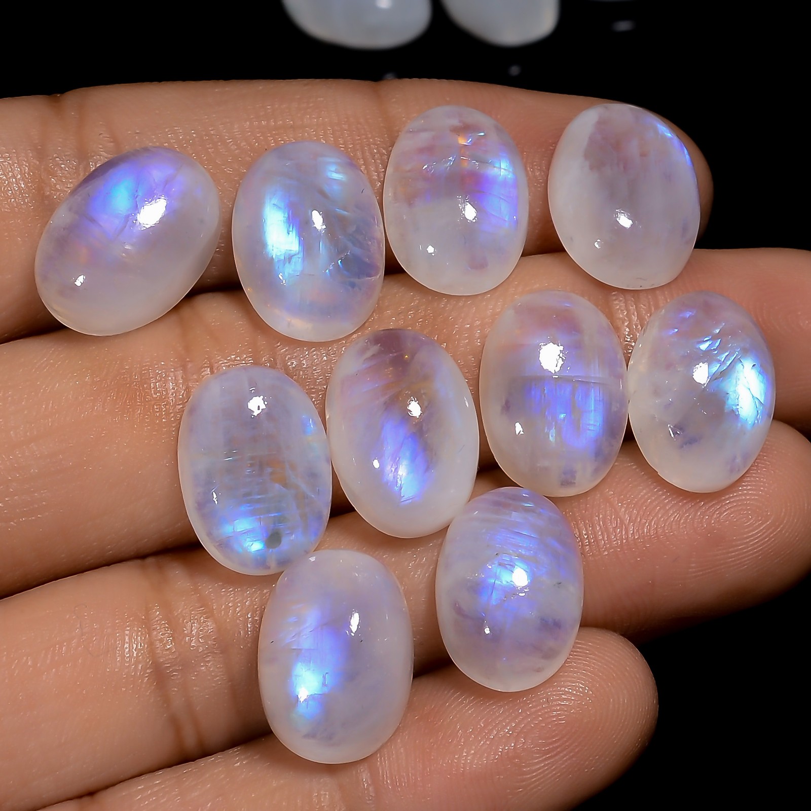 Natural Rainbow Moonstone Oval Cabochon Gemstone Lot 20 Ct 14X10X4 mm GCL-1